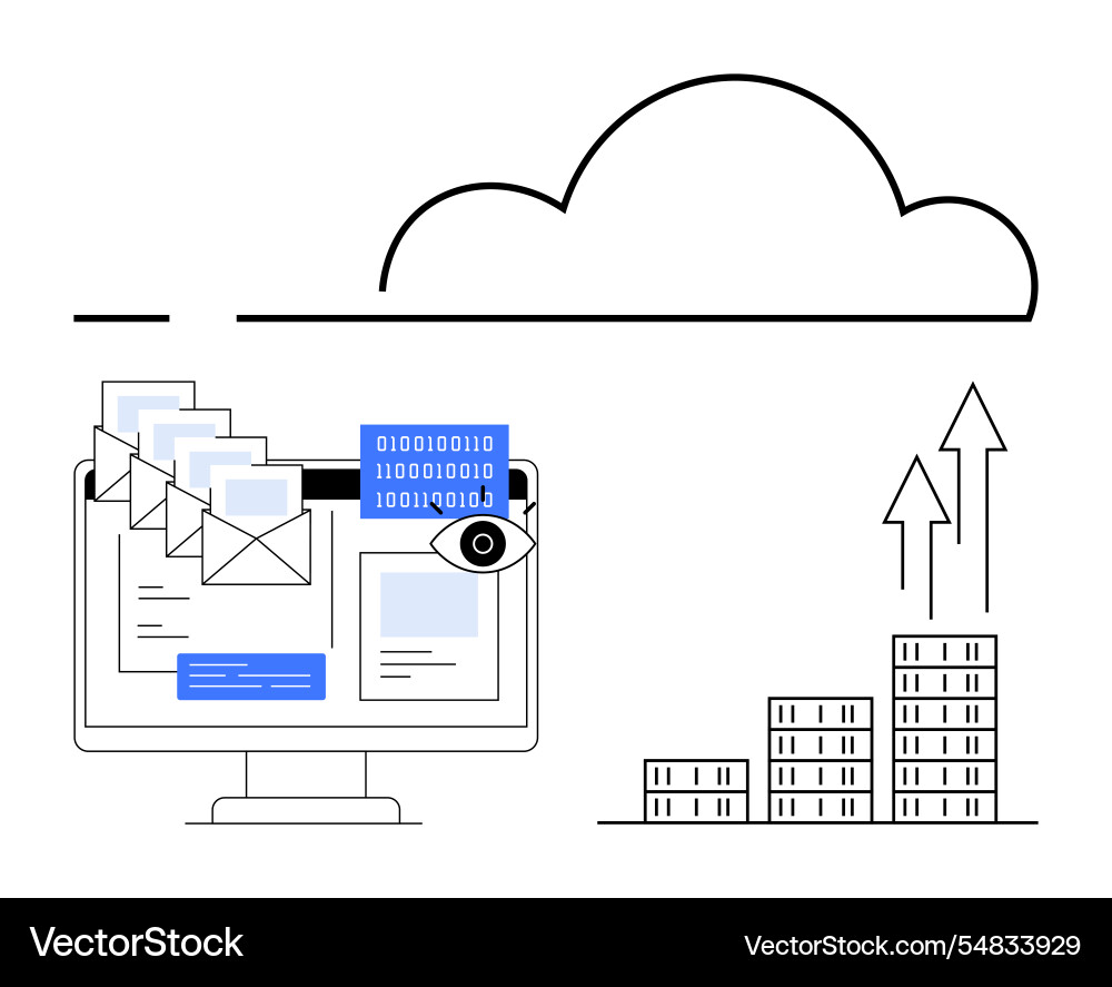Cloud computing with data security email Cloud computing with data security email vector image