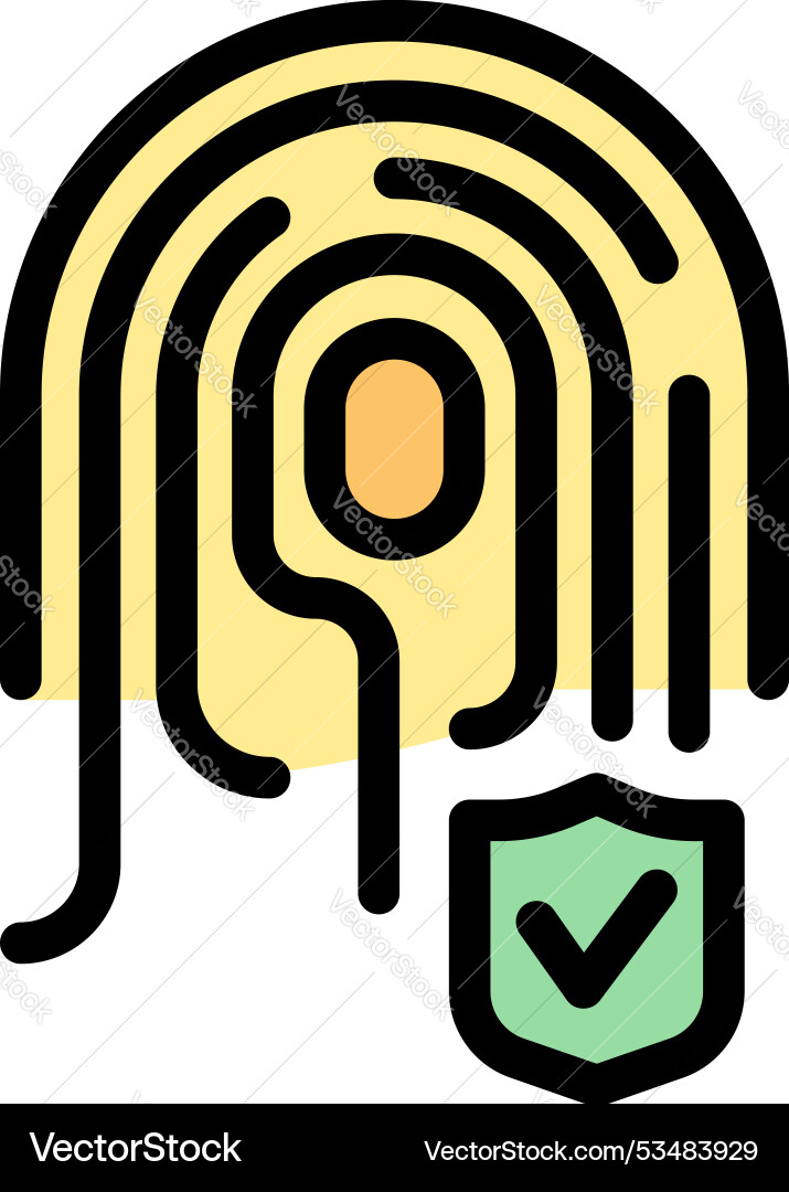 Fingerprint showing secure access with checkmark Fingerprint showing secure access with checkmark vector image