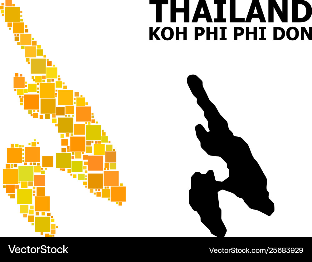 Gold square pattern map koh phi don vector image