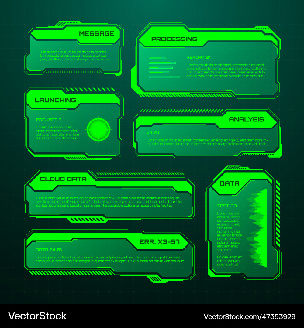 Green futuristic hud ui elements sci-fi user Green futuristic hud ui elements sci-fi user Vector Image