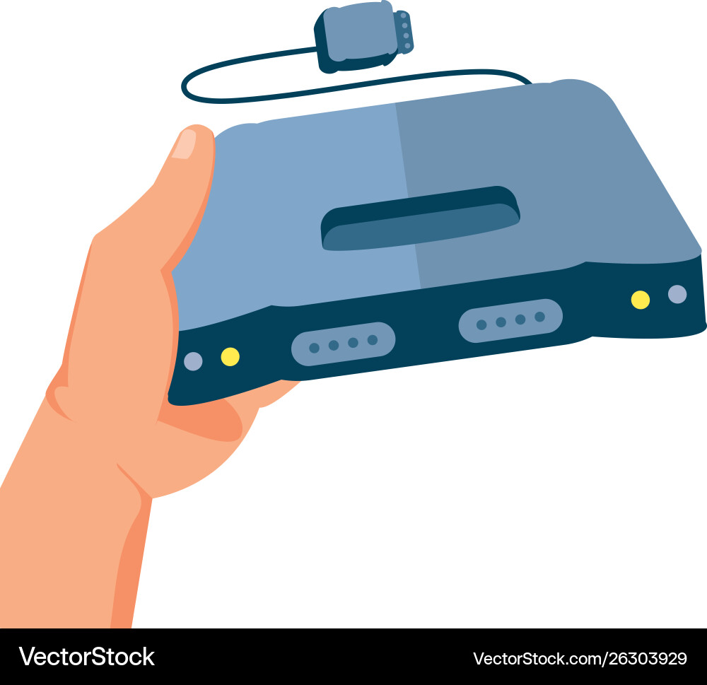 Hand user with retro video game console vector image
