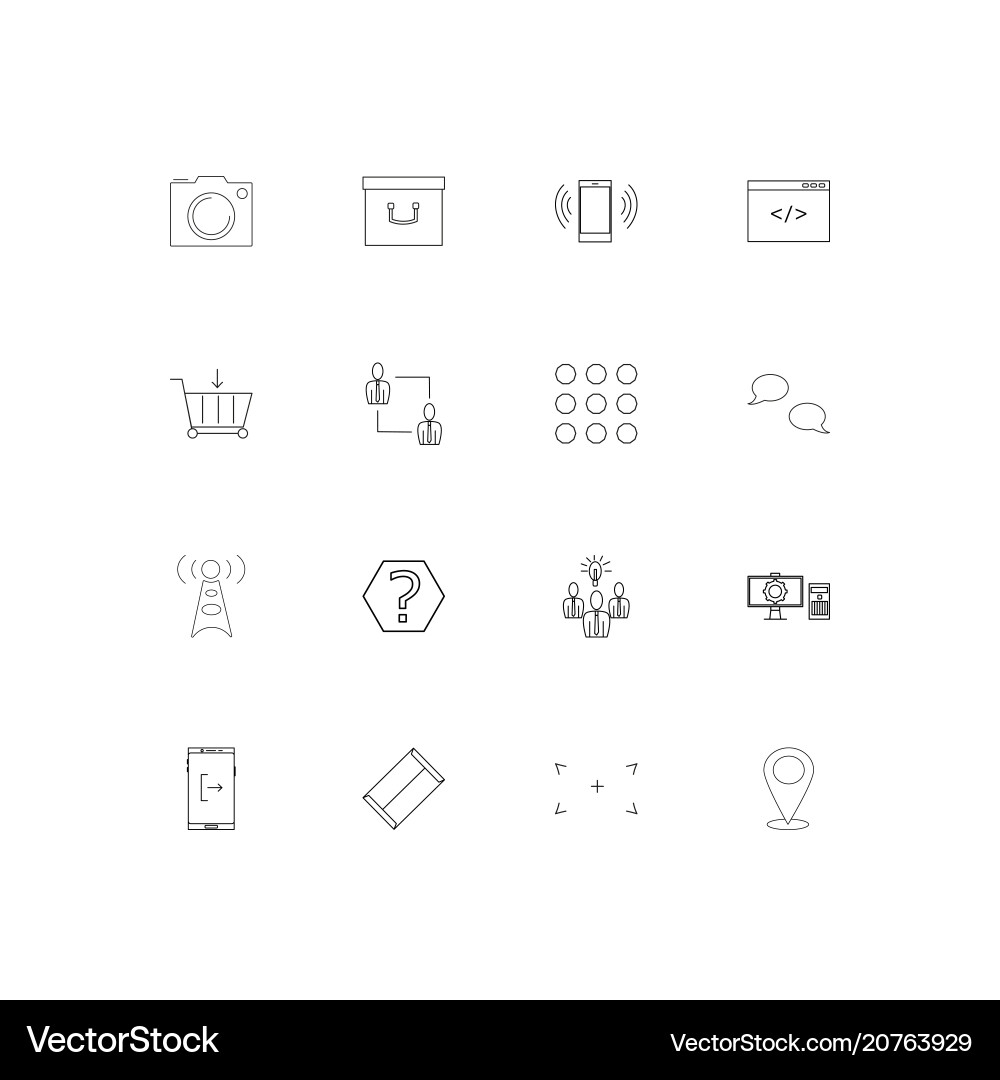 Internet of things linear thin icons set outlined vector image