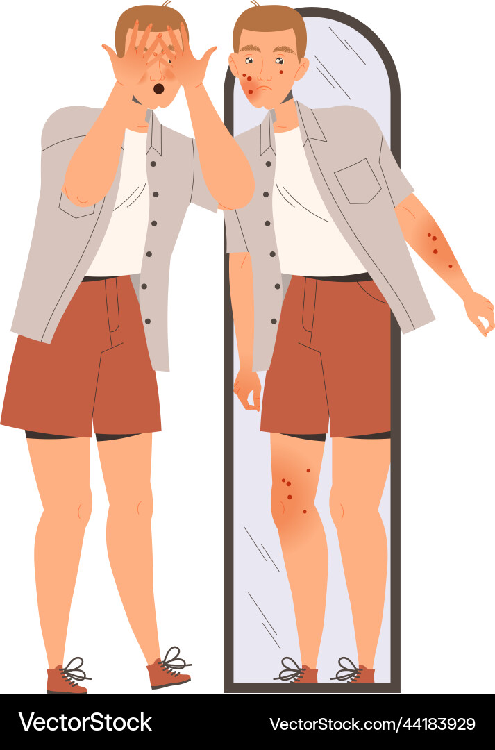 Man character suffering from neurodermatitis Man character suffering from neurodermatitis Vector Image