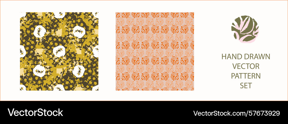 Polka dot blockprint seamless pattern set vector image