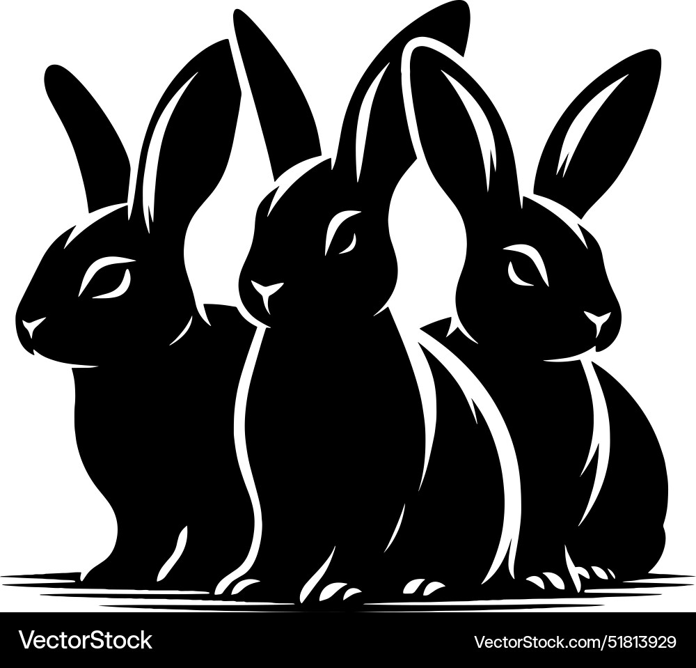 Rabbit group silhouette isolated on white Vector Image