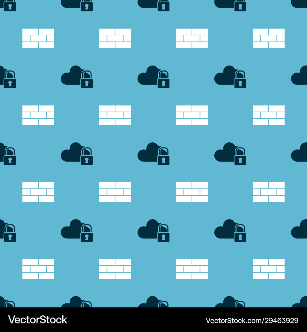 Set cloud computing lock and bricks on seamless Vector Image