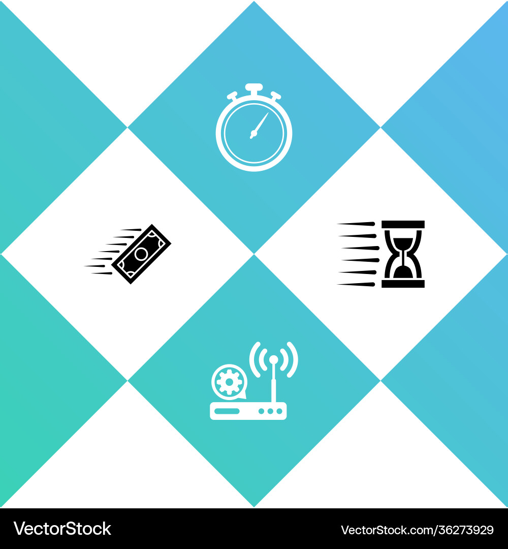 Set fast payments router and wi-fi setting Vector Image