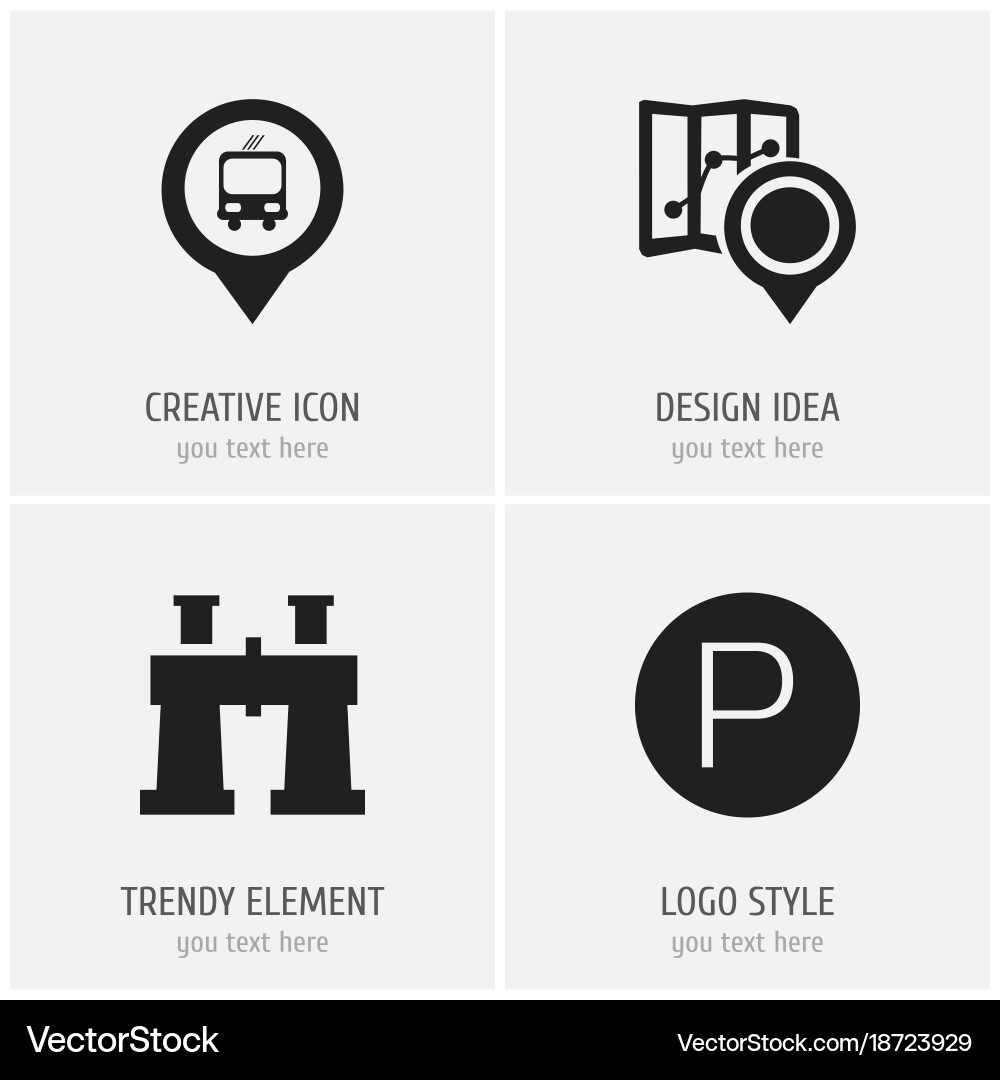 Set of 4 editable location icons includes symbols vector image