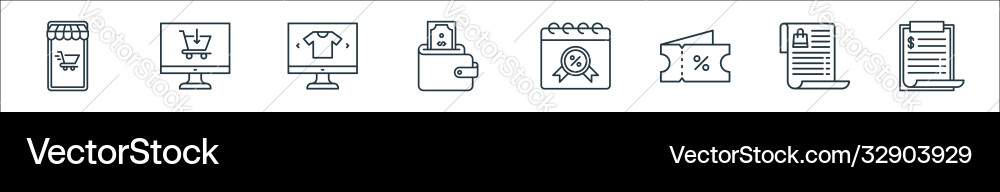 Shopping ecommerce line icons linear set quality Shopping ecommerce line icons linear set quality vector image