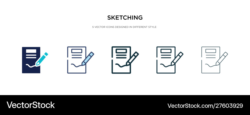 Sketching icon in different style two colored Sketching icon in different style two colored vector image