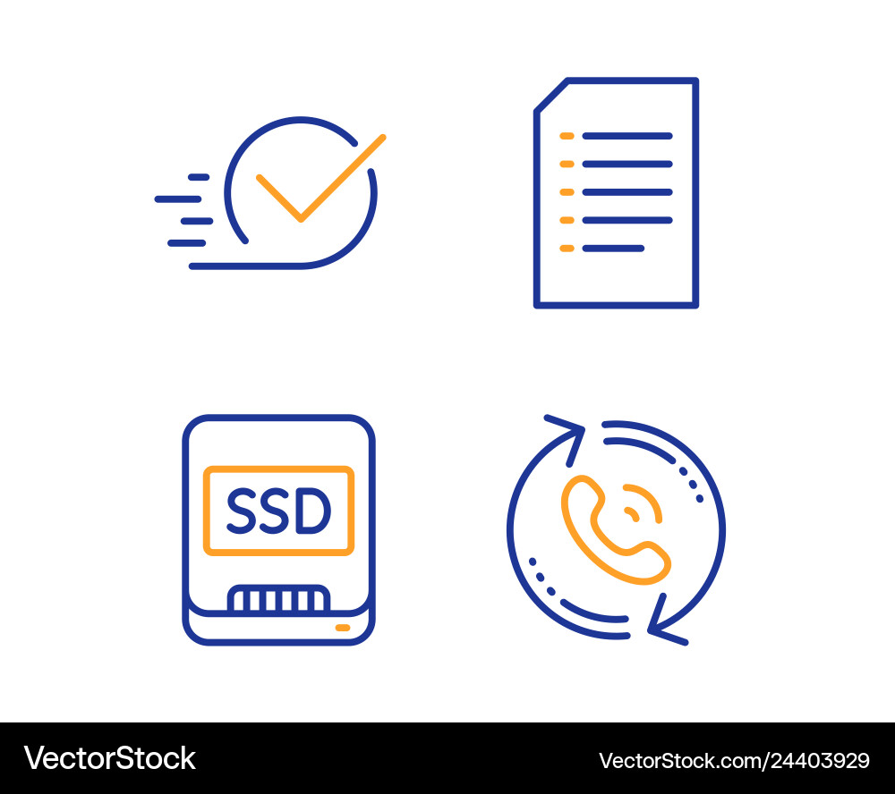 Ssd checkbox and document icons set call center Vector Image