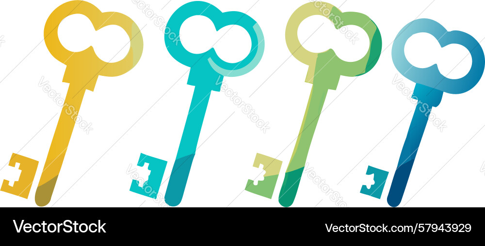 Stylized Gradient Keys Set Vector Image