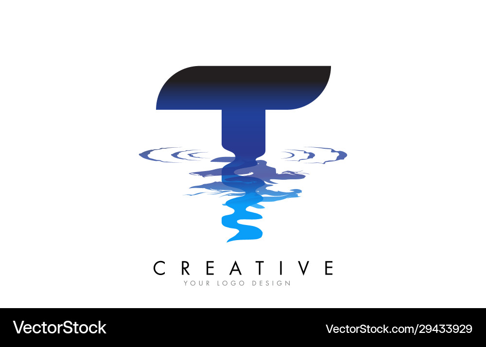 T Buchstaben Logo Design mit Wassereffekt und tief T Buchstaben Logo Design mit Wassereffekt und tief vektorbild