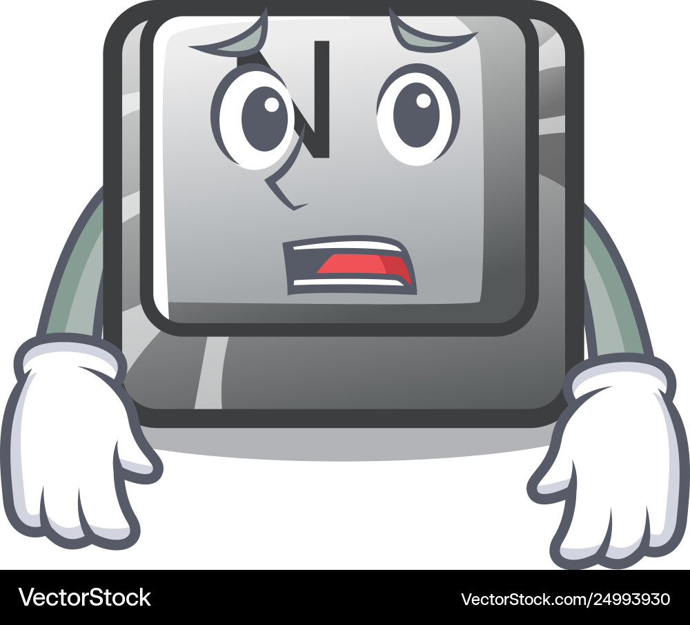 Afraid n button attached to mascot keyboard Vector Image