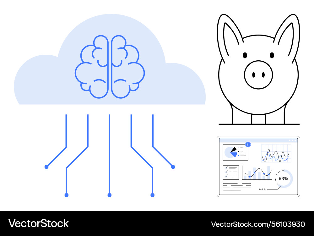Cloud-based ai integration with financial Cloud-based ai integration with financial vector image