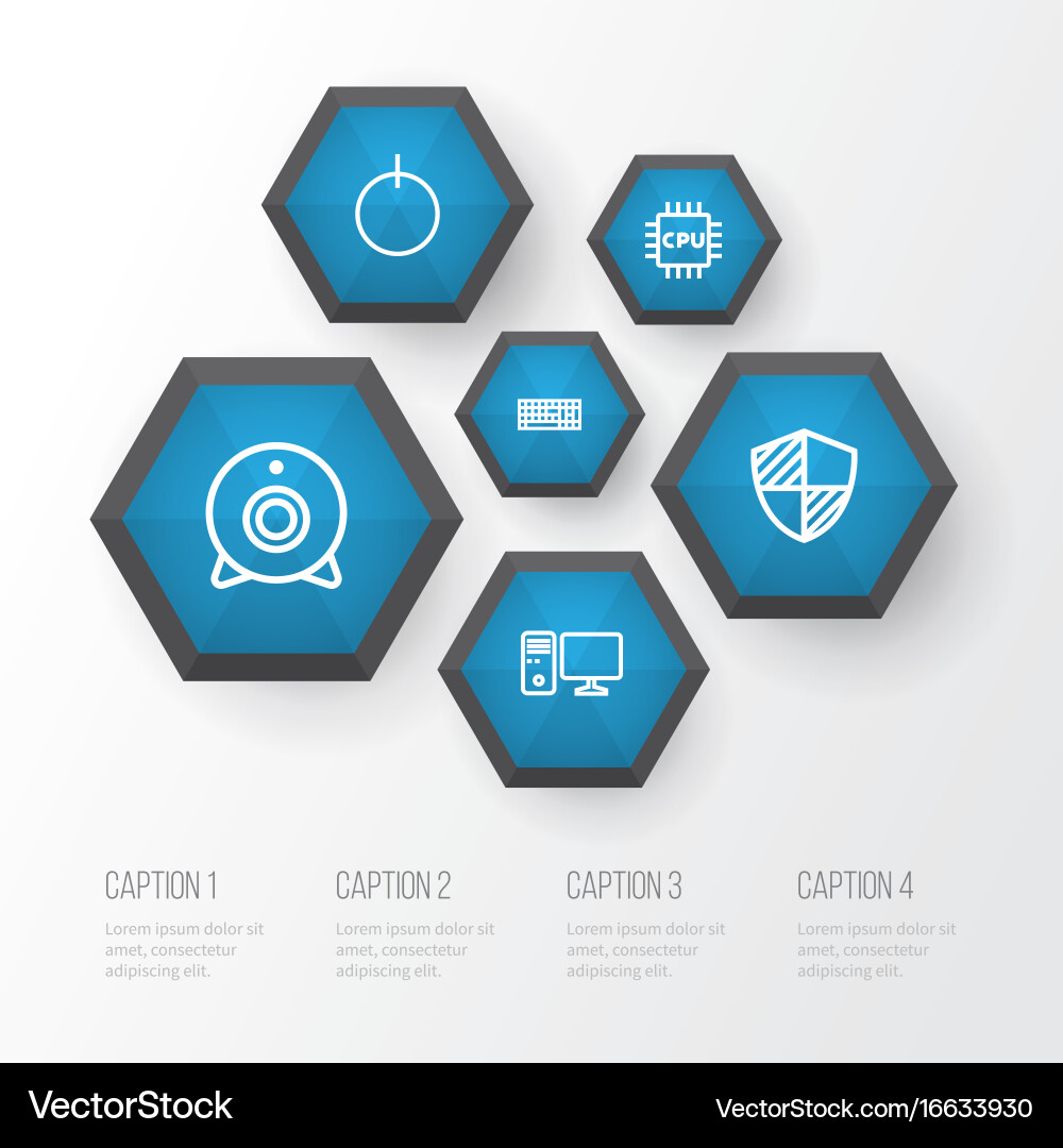 Computer outline icons set collection of protect Vector Image