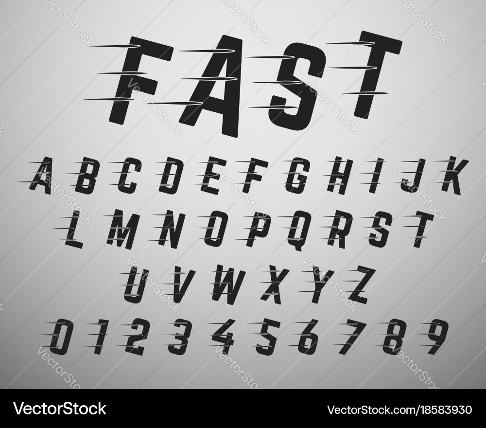 Dynamic Fast Font Set vector image