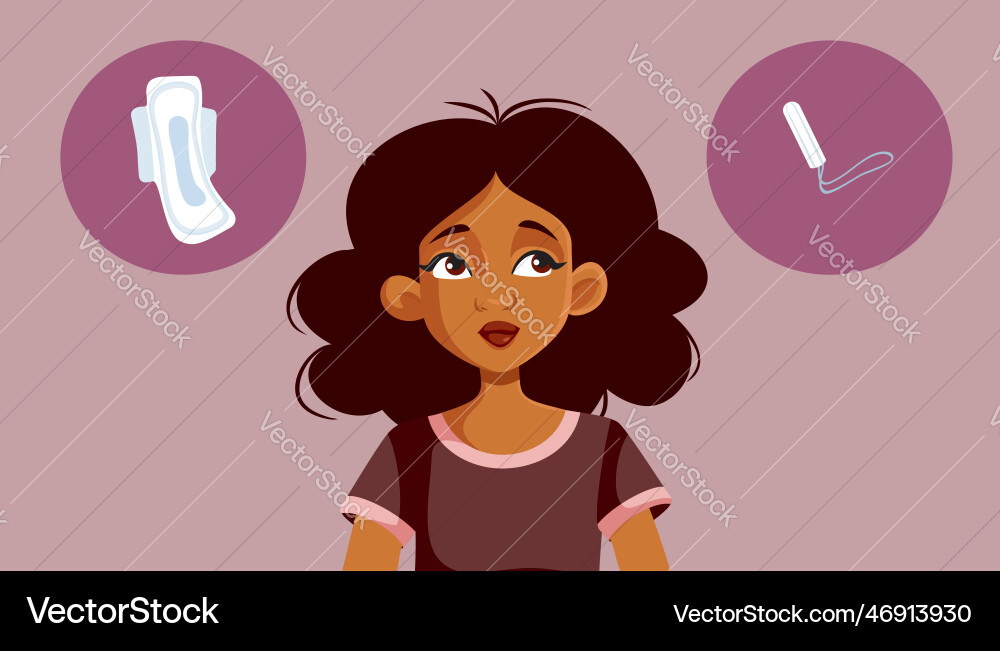 Frau Wahl zwischen Menstruationshygiene Frau Wahl zwischen Menstruationshygiene vektorbild