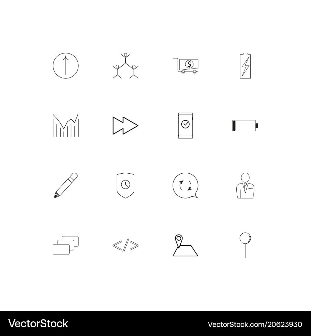 Interface simple linear icons set outlined vector image
