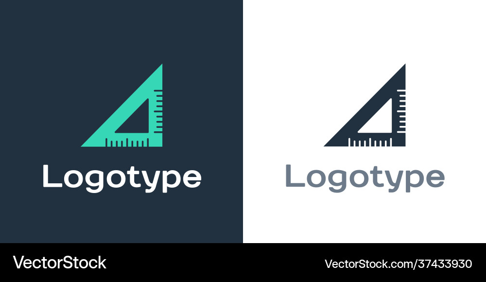 Logotype triangular ruler icon isolated on white Logotype triangular ruler icon isolated on white vector image
