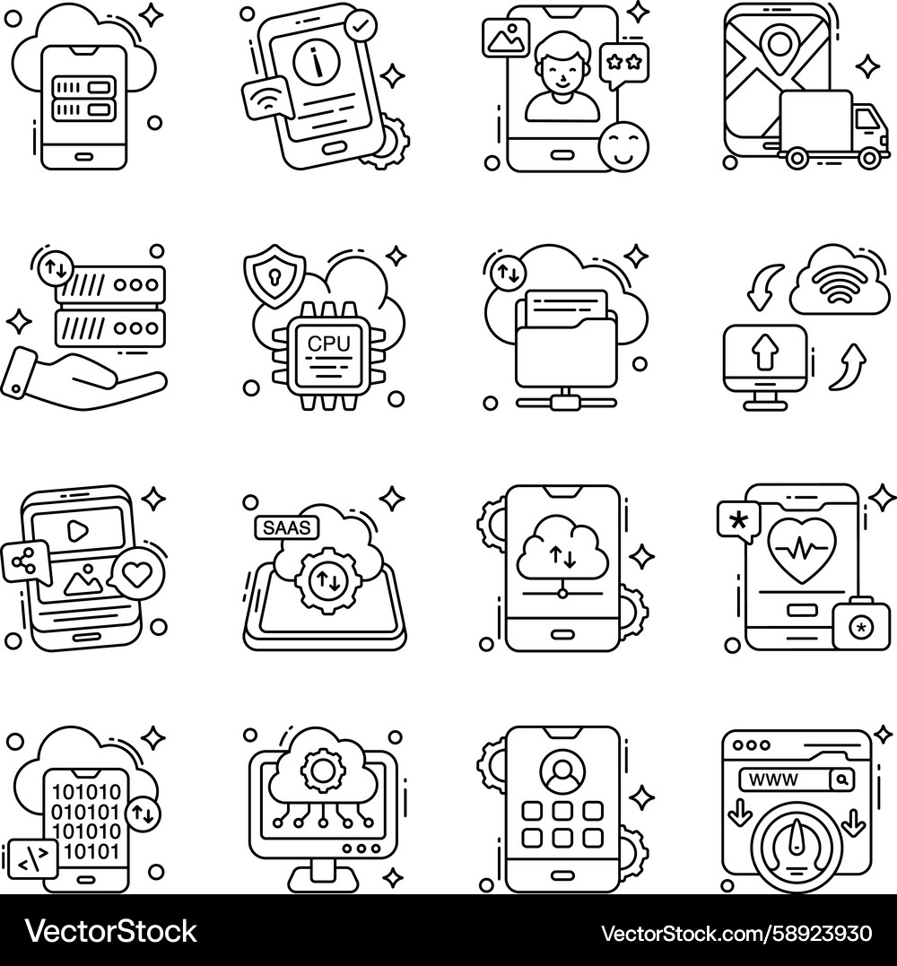Mobile & Web Icons - Cloud Services Vector Image