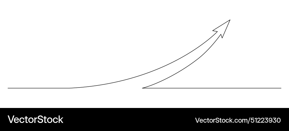 One continuous line drawing of success rising up One continuous line drawing of success rising up vector image
