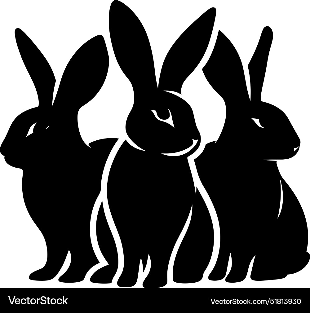 Rabbit group silhouette isolated on white Vector Image