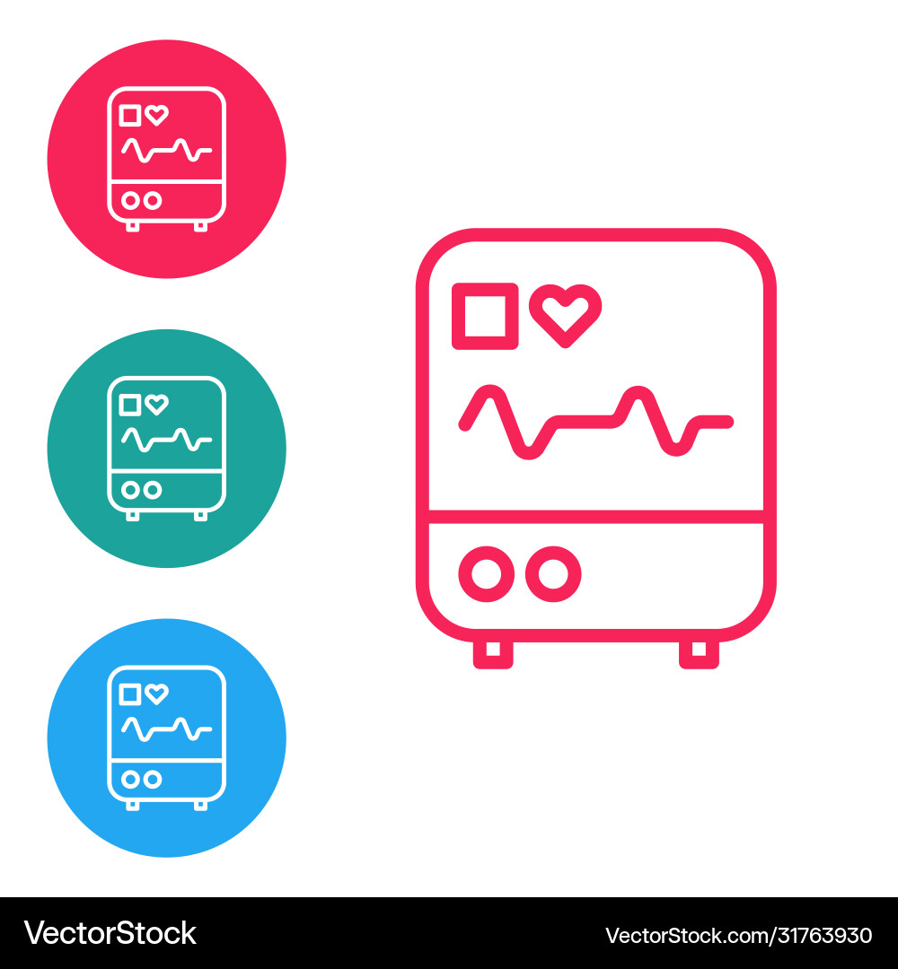 Red line computer monitor with cardiogram icon Vector Image