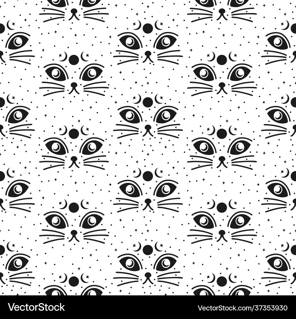 Seamless pattern cat happy backgroundcute animal Vector Image