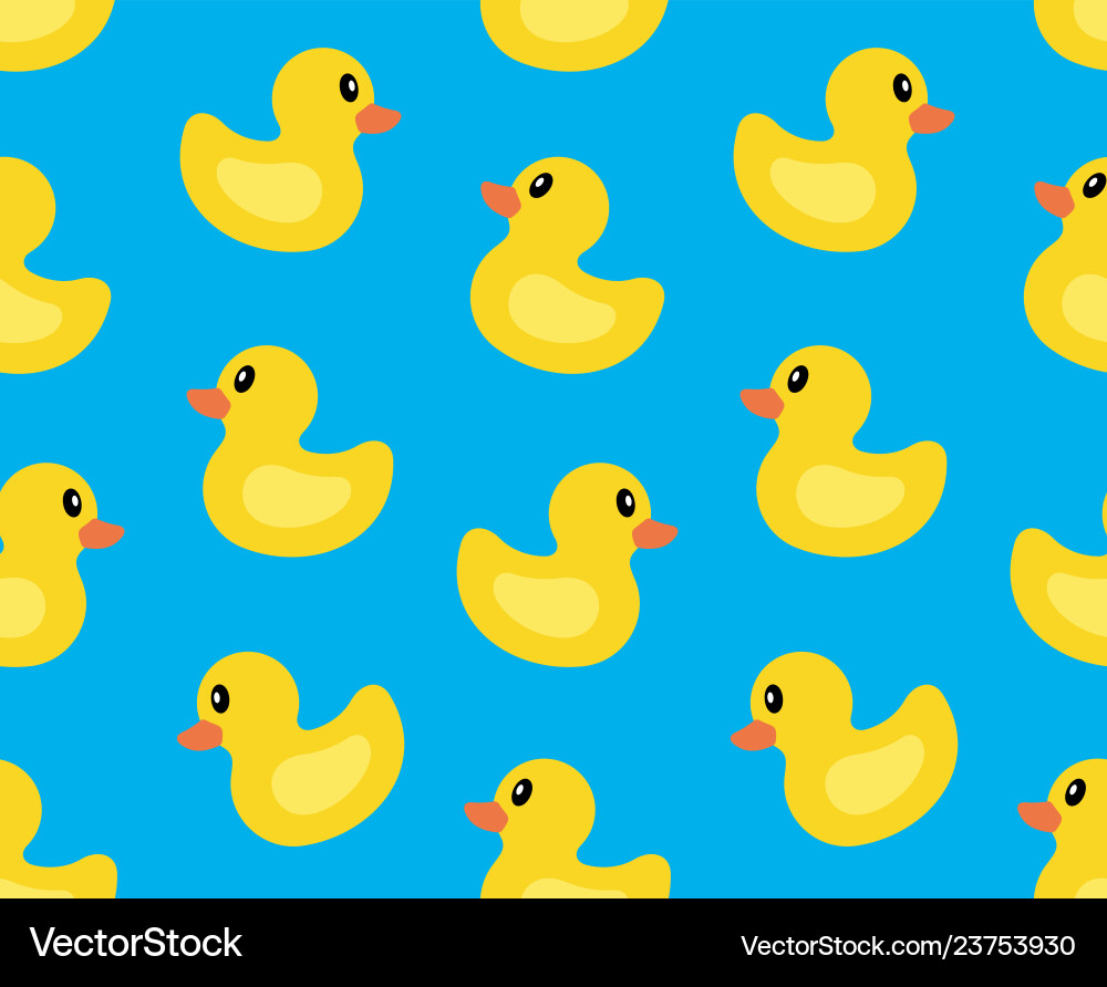 Seamless pattern with yellow duck vector image