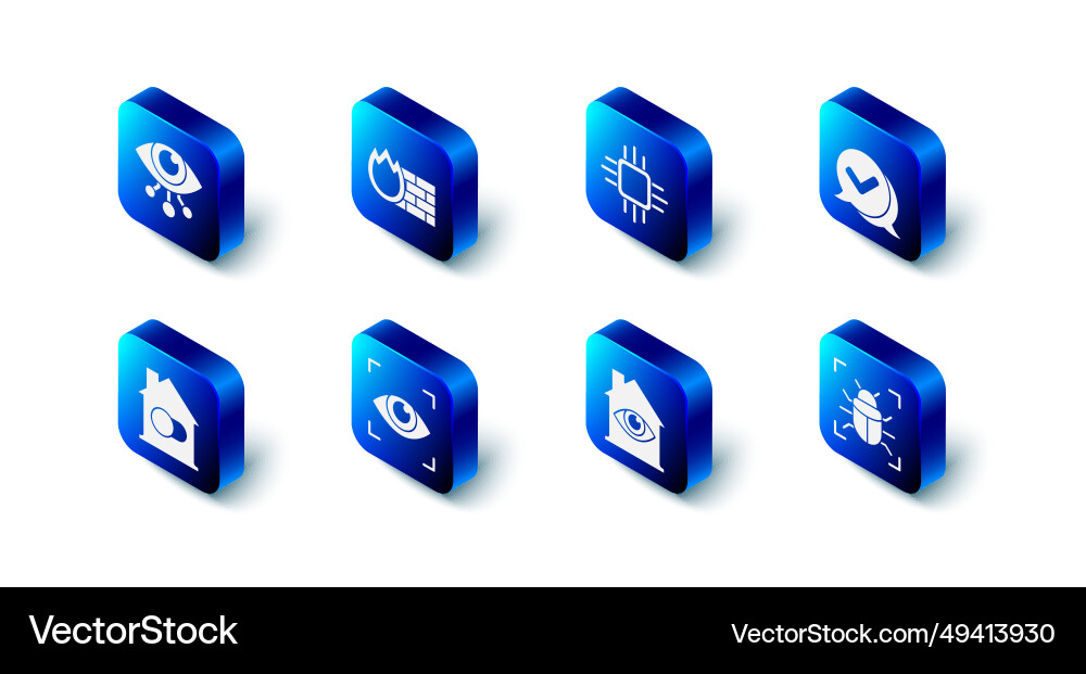 Set firewall security wall processor Set firewall security wall processor vector image
