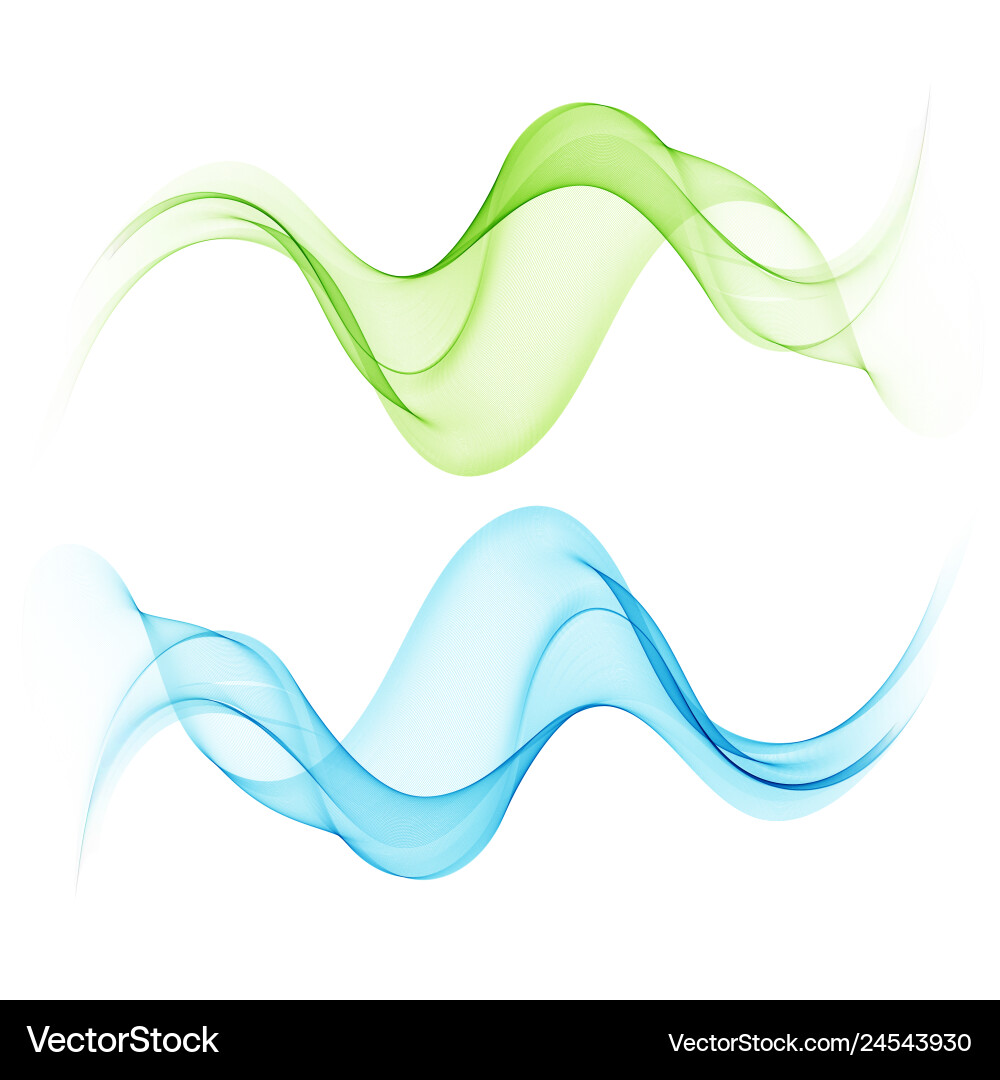 Set of abstract color wave smoke transparent blue Vector Image