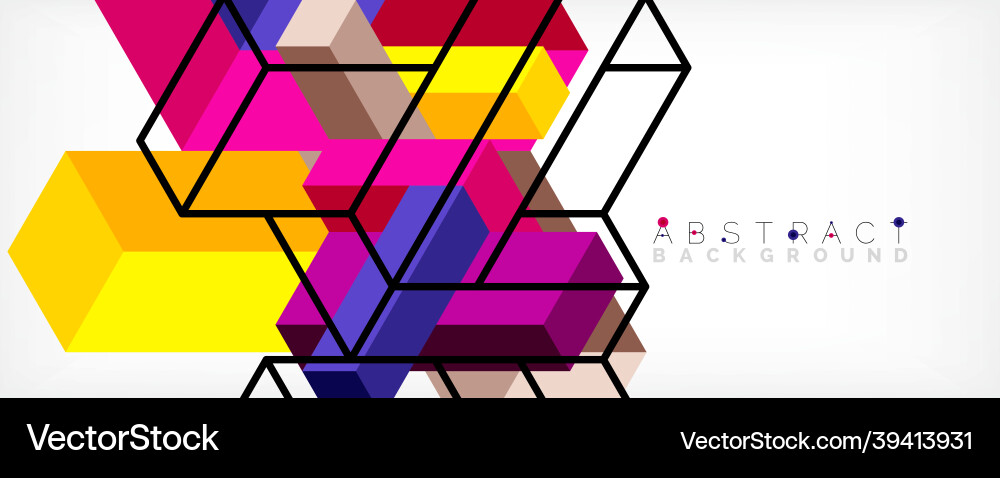 Abstract background 3d cubes cubic elements vector image
