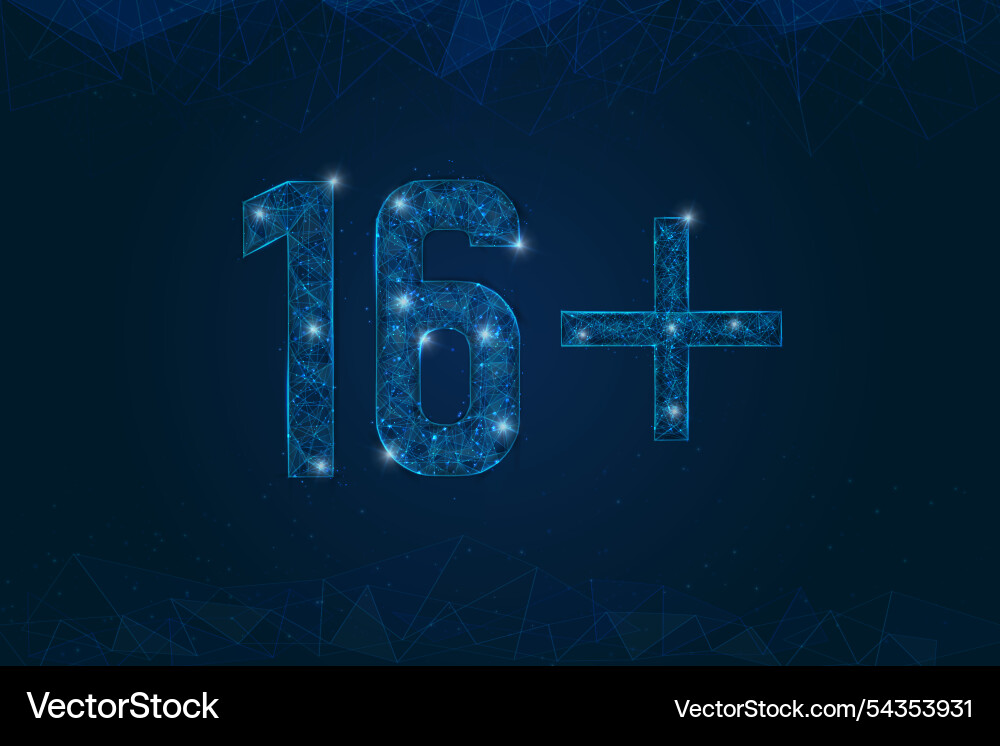 Abstract isolated blue image of 16 plus only Abstract isolated blue image of 16 plus only vector image