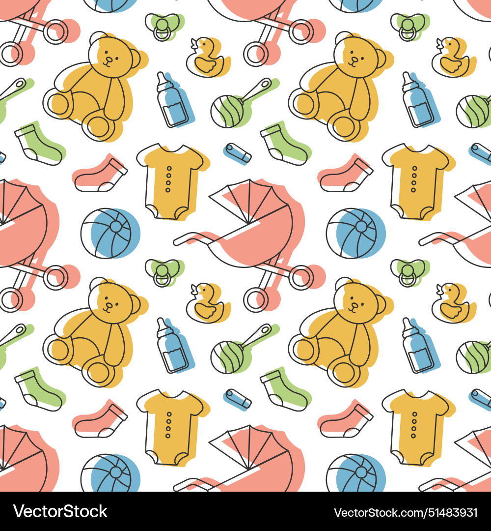 Baby seamless pattern design a set of simple Baby seamless pattern design a set of simple vector image