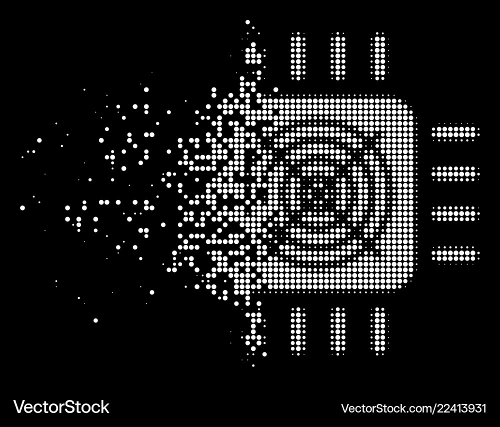 Bright sparkle dot halftone asic processor icon Bright sparkle dot halftone asic processor icon vector image