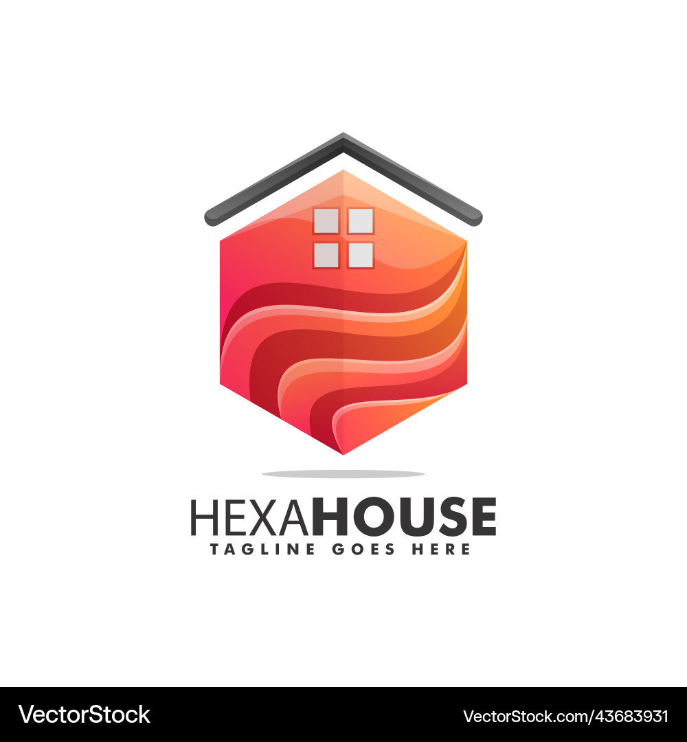 Colorful Hexagon House Logo Vector Image