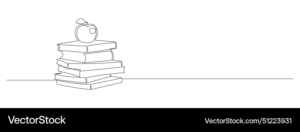Continuous one line drawing of stack books Continuous one line drawing of stack books vector image