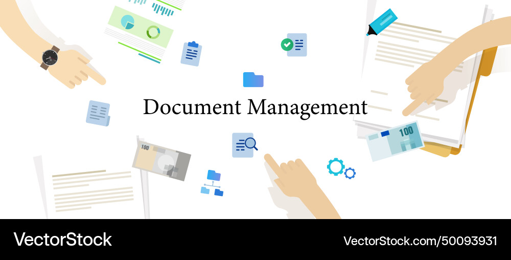 Document management folder file report data Document management folder file report data vector image