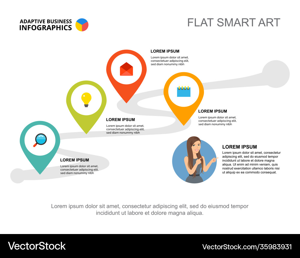 Four elements workflow template for presentation vector image