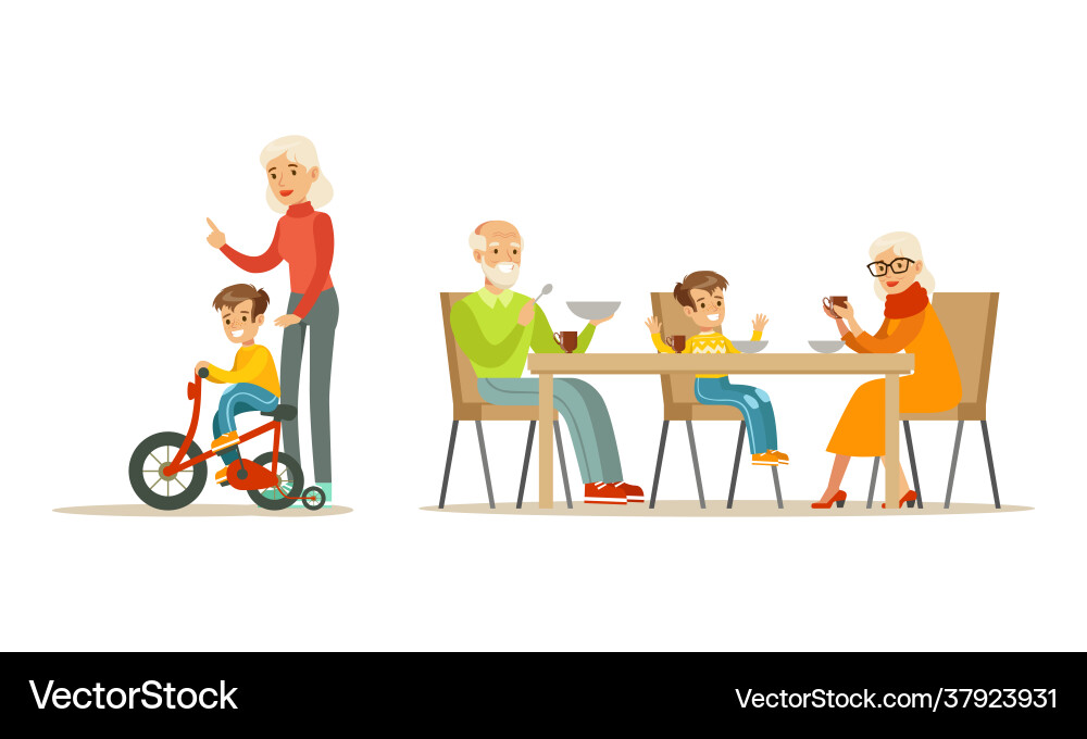 Grandparents and grandchildren set grandpa Grandparents and grandchildren set grandpa vector image
