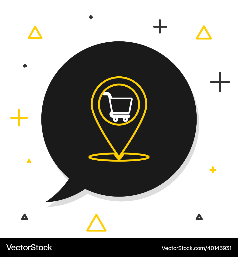 Line map pointer with shopping cart icon isolated Line map pointer with shopping cart icon isolated vector image