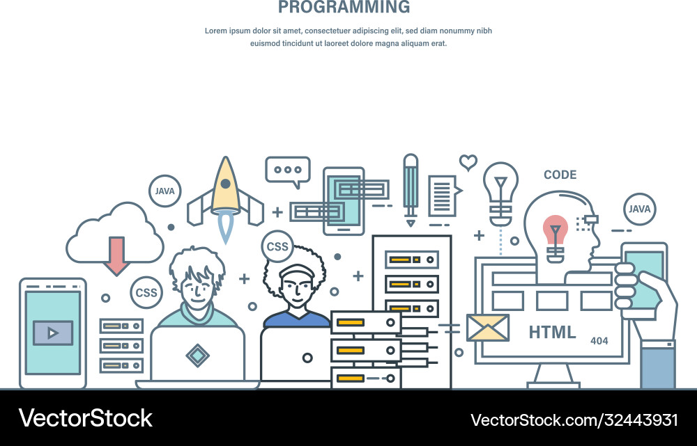 Programming software development in high-level Programming software development in high-level vector image