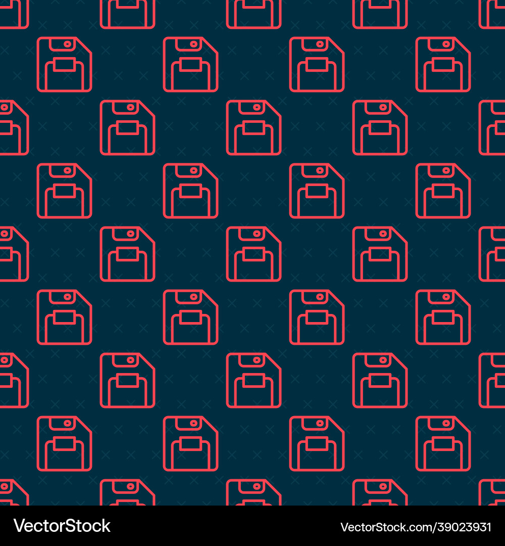 Red line floppy disk for computer data storage Vector Image