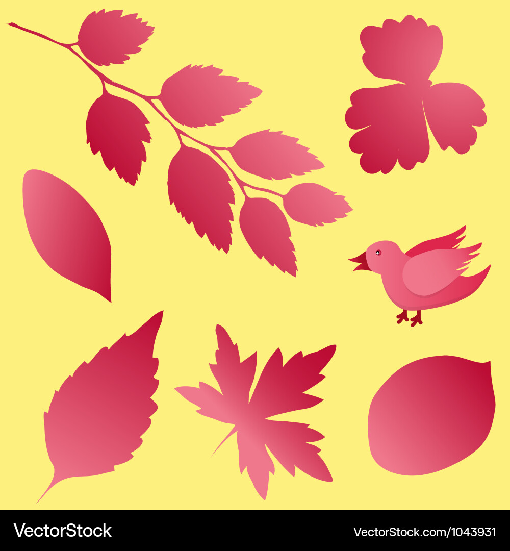Seamless pattern background with bird and leaves vector image