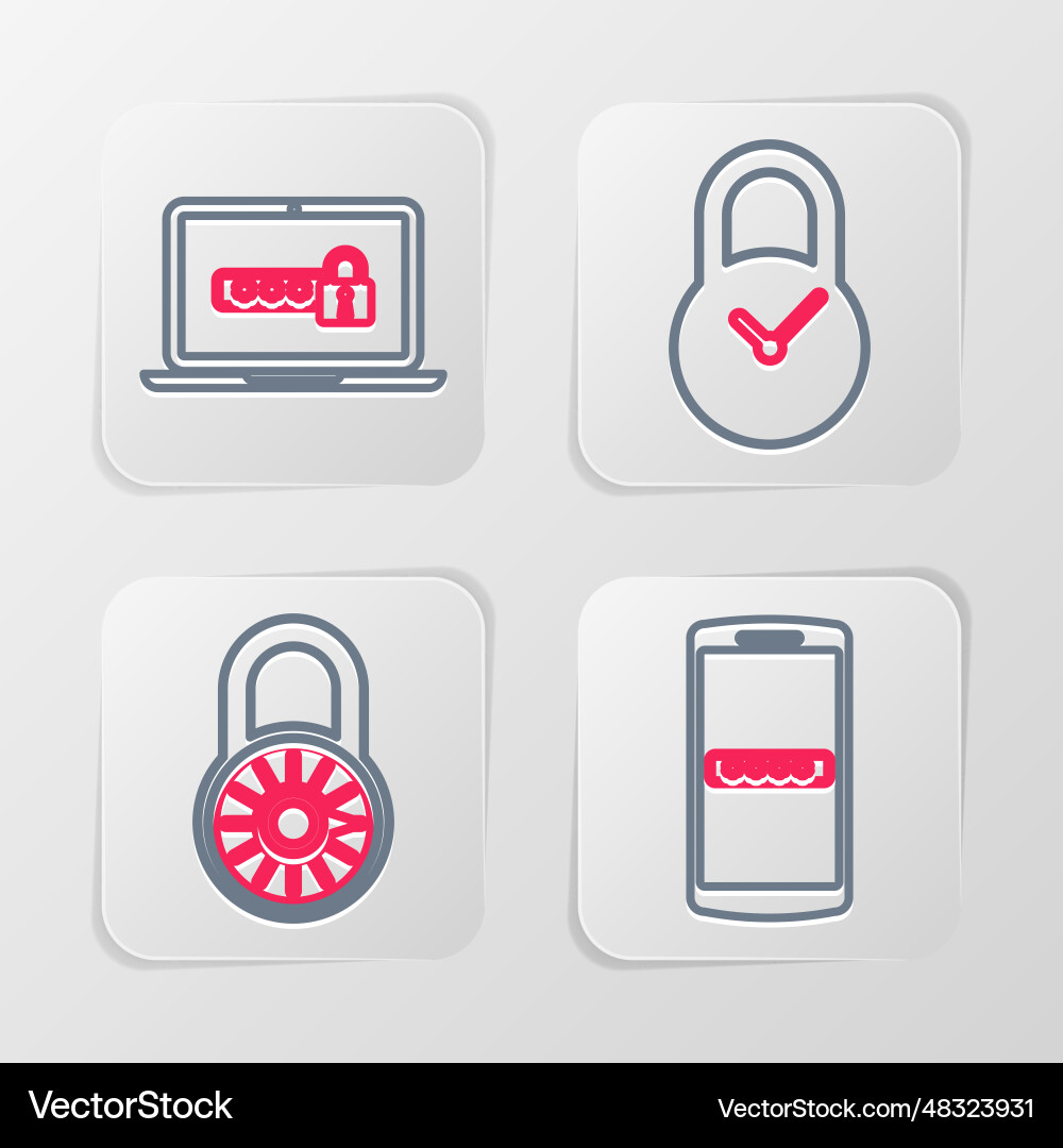 Set line mobile and password safe combination Set line mobile and password safe combination Vector Image