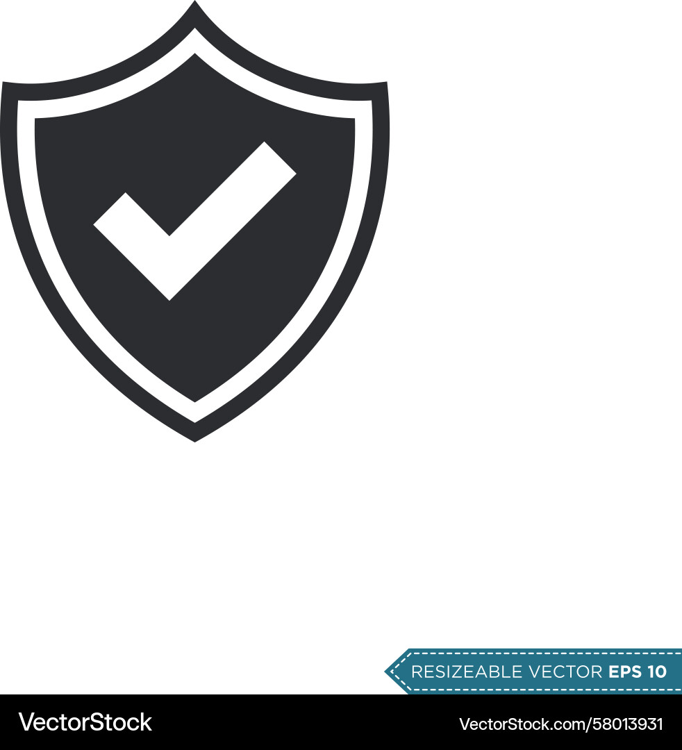 Shield with Check Mark Icon Vector Image