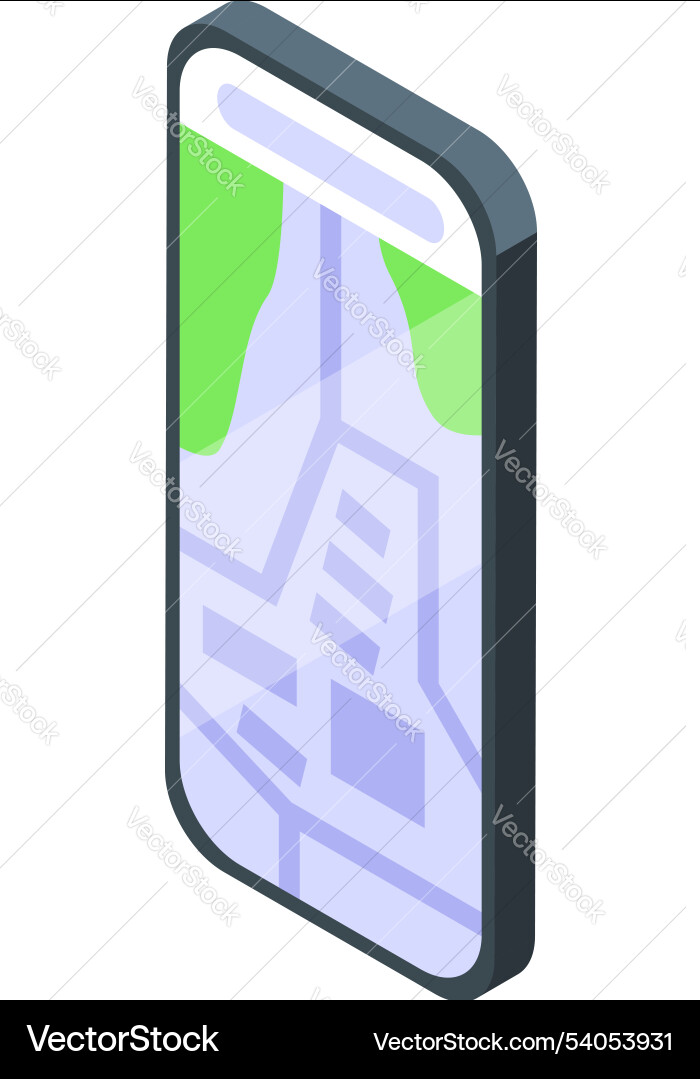 Smartphone showing city map navigation app Smartphone showing city map navigation app vector image