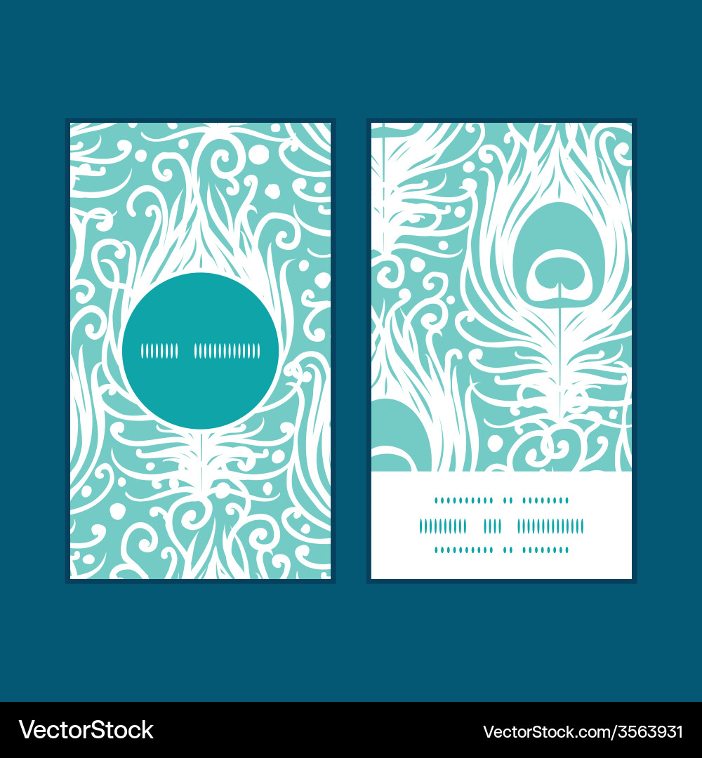 Soft peacock feathers vertical round frame pattern Vector Image
