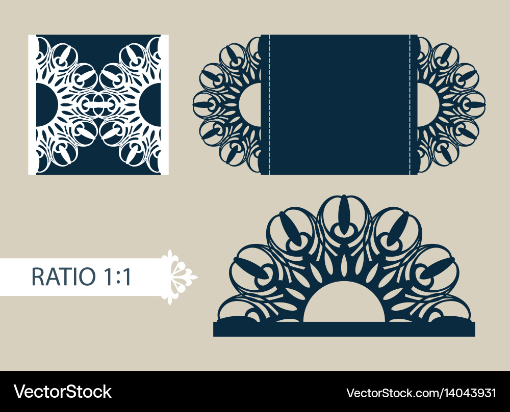 Template greeting card with openwork pattern vector image